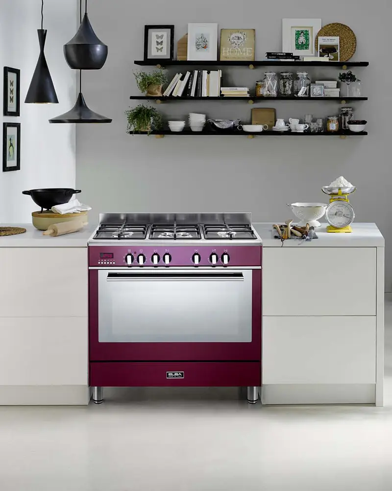 Elba freestanding cooker in a white kitchen