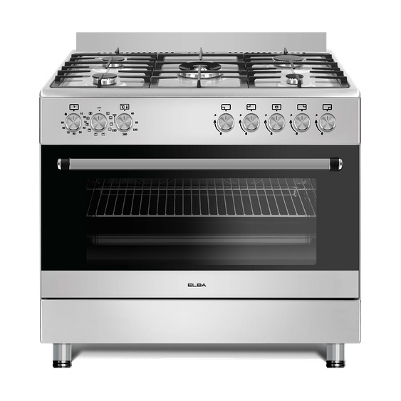 ELBA ESSENTIAL 90CM 5 GAS COOKER WITH ELECTRIC OVEN-STAINLESS STEEL
