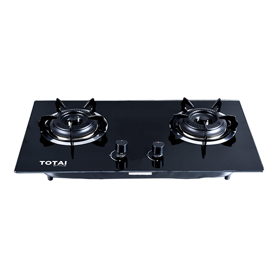 TOTAI TS 2 BURNER GAS ON GLASS HOB BLACK
