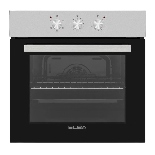 ELBA 60CM MULTIFUNCTION ELECTRIC OVEN WITH S/S PANEL AND BLACK GLASS FINISH