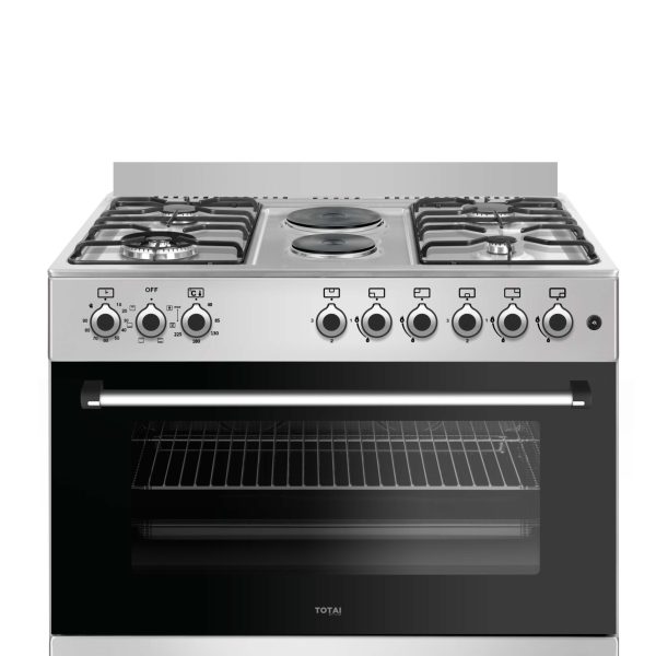 TOTAI TS 90CM 4 BURNER GAS COOKER WITH 2 ELECTRIC PLATES AND ELECTRIC OVEN- STAINLESS STEEL