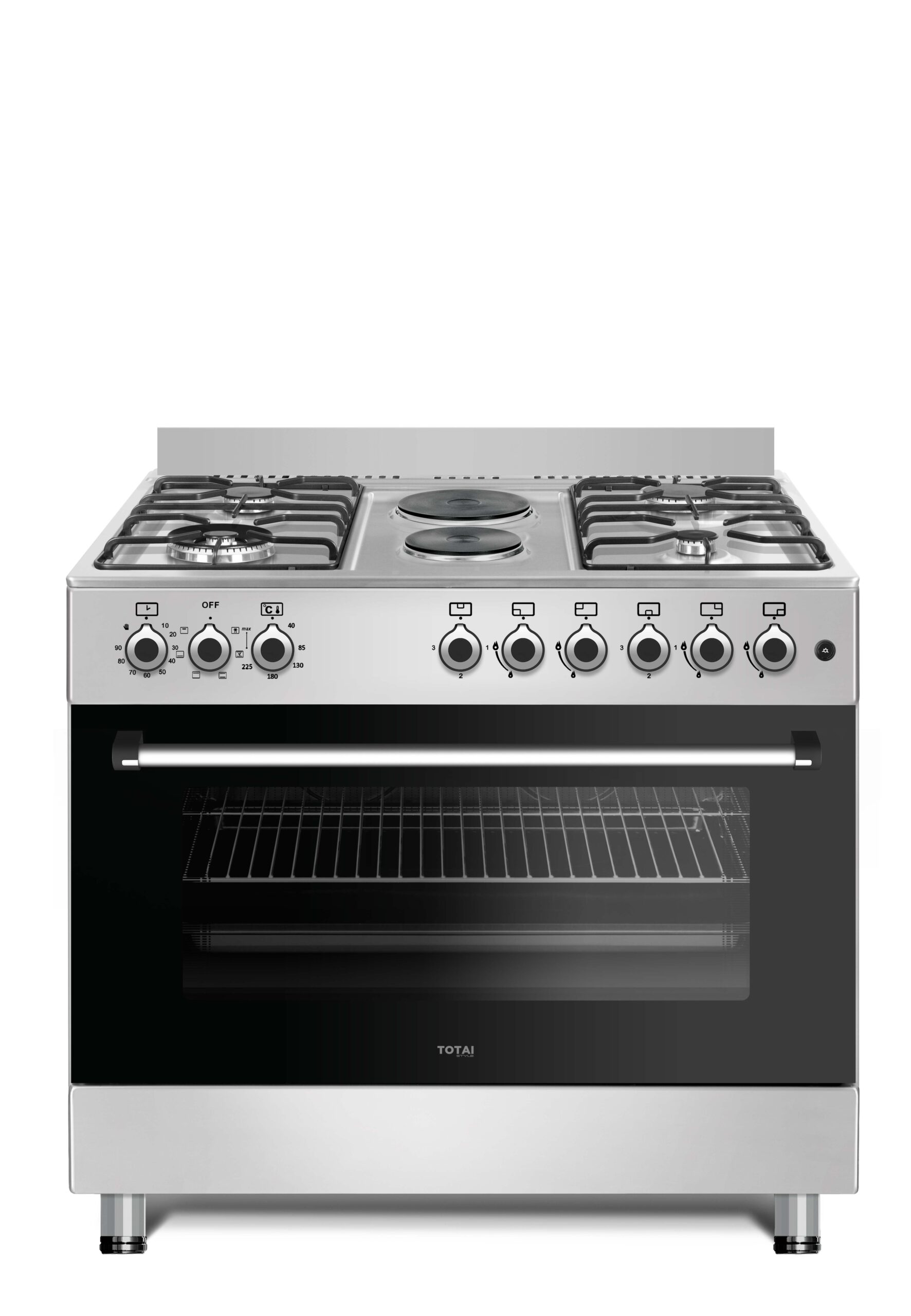 TOTAI TS 90CM 4 BURNER GAS COOKER WITH 2 ELECTRIC PLATES AND ELECTRIC OVEN- STAINLESS STEEL