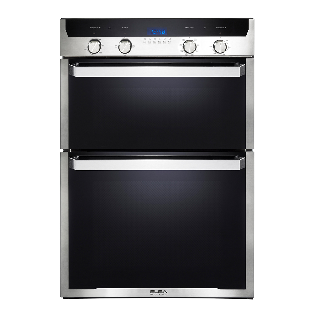 ELBA ELIO 60CM MULTIFUNCTION ELECTRIC DOUBLE OVEN-STAINLESS STEEL AND BLACK GLASS FINISH