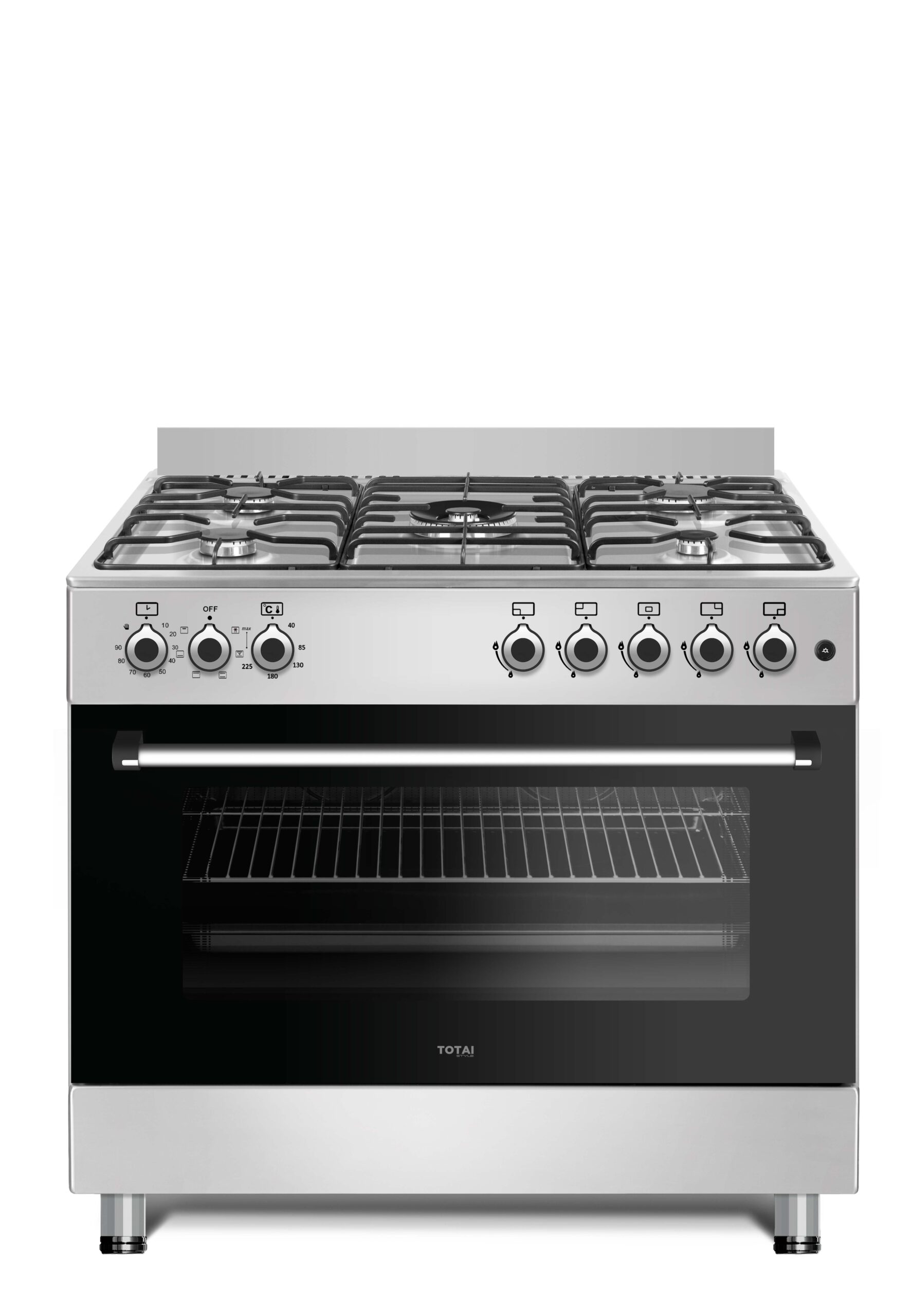TOTAI TS 90CM 5 BURNER GAS STOVE WITH ELECTRIC OVEN- STAINLESS STEEL