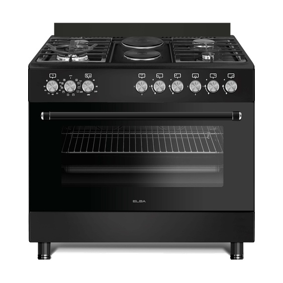 ELBA ESSENTIAL 90CM 4 GAS 2 ELECTRIC GAS COOKER- BLACK