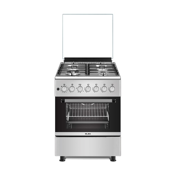 ELBA ESSENTIAL 60CM 4 BURNER COOKER WITH GAS OVEN -STAINLESS STEEL