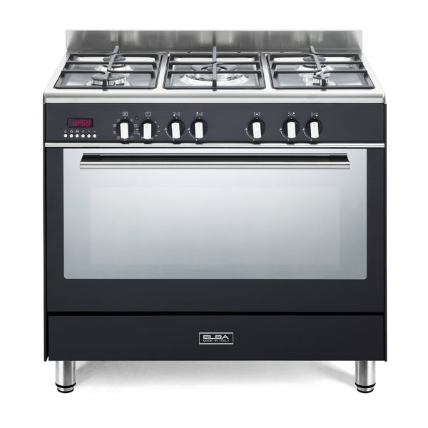 ELBA FUSION 90CM 5 BURNER GAS COOKER WITH ELECTRIC OVEN- BLACK