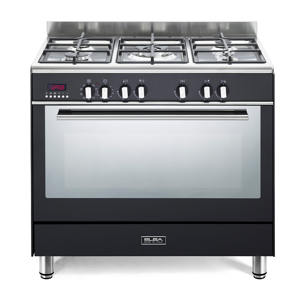 ELBA FUSION 90CM 5 BURNER GAS COOKER WITH ELECTRIC OVEN- BLACK